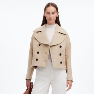 Madewell Oversized Collar Herringbone Prescott NEW NWT in heathered Oatmeal